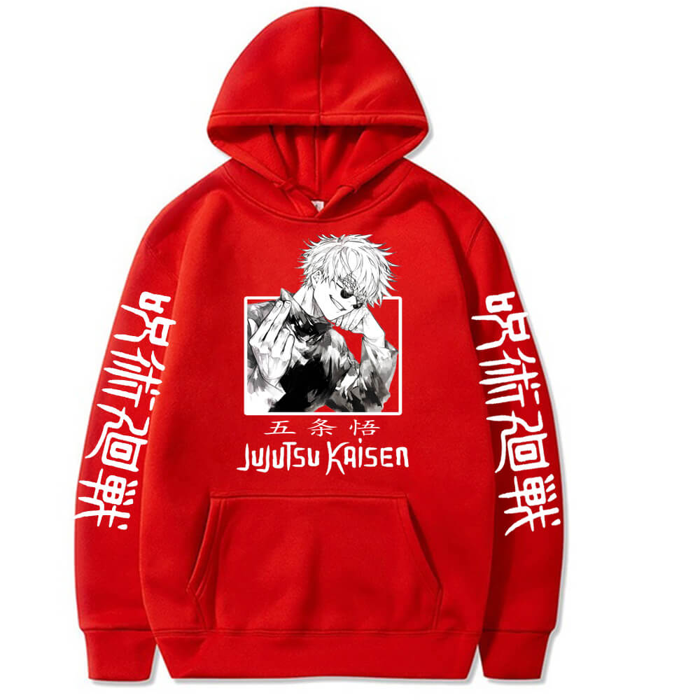Japan Anime Jujutsu Kaisen Gojo Satoru Printed Hoodies Sweatshirt Casual Loose Long Sleeve Autumn Winter Men Clothes
