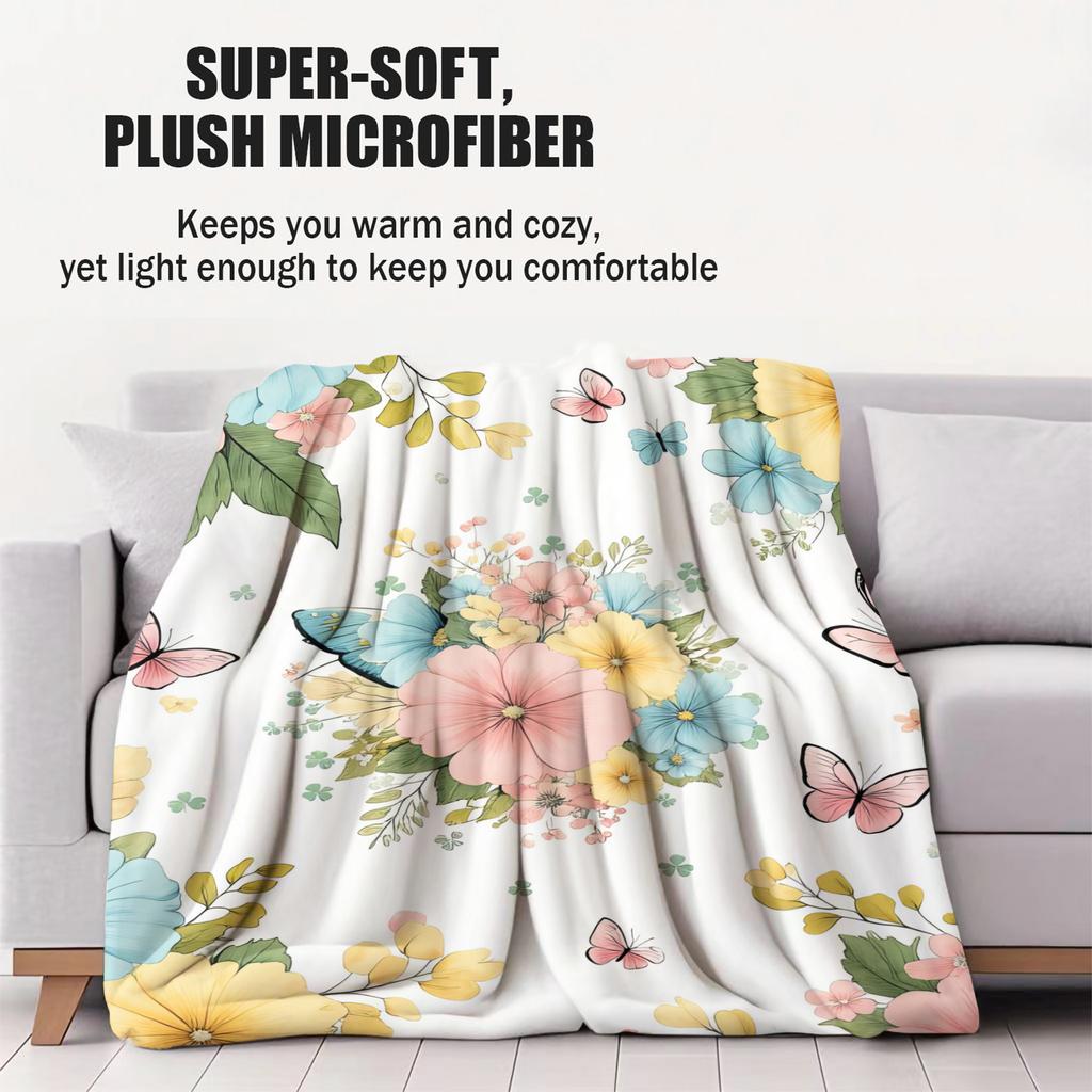 Sweetheart Floral Series Print Fleece Throw Blanket for Adult Quality Super Soft Warm Universal Blanket for Travel Office Home