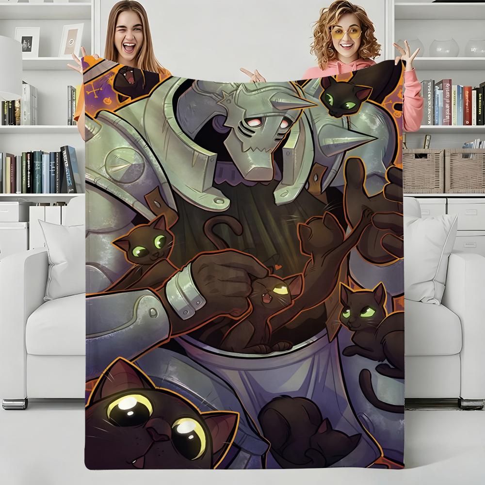 Anime F-Fullmetal Alchemist Throw Flannel Blanket Perfect for Sofa Office Bed Travel Sleep Read Relax Camping Four Season Use