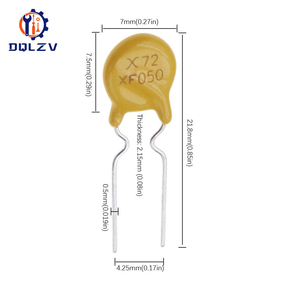 PPTC Resettable Fuse RXEF050 XF050 72V 0.5A 500MA Pitch 5mm