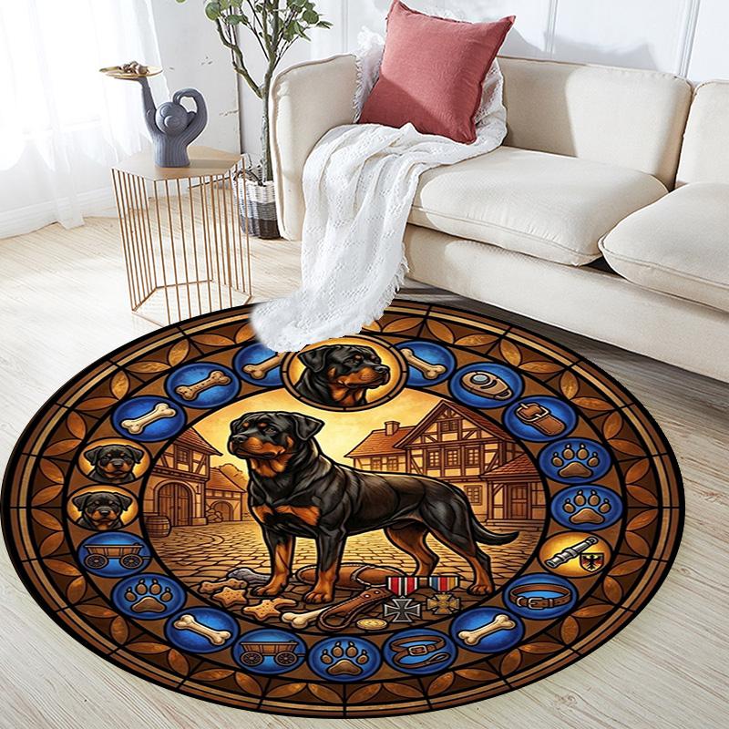 Bulldog Heritage Symbols Round Area Rug Under Office Chairs Bedroom Living Room Home Decor