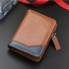 Color Blocking Business Clutch Bag Zipper Men Card Holder Vintage Men Short Wallet  Travel