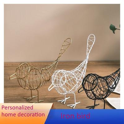 1Pc Iron Little Bird Statue Modern Design Animal Figurine Home Office Decoration Craft Home Decoration Accessories
