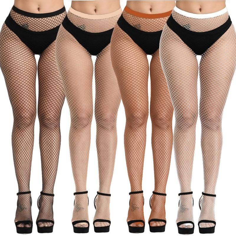 

4Pcs Top Lolita Fishnet Body Stockings Fish Net Pantyhose Mesh Nylon Tight Lingerie Skin Jk Fishnet Waist Hosiery M Mesh One Size(150-185cm)