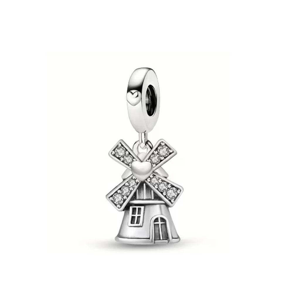 

New 925 Silver Building series Bead Pyramid Church Leaning Tower of Pisa Big Charm Fit Bracelet Women DIY Pendant Gift