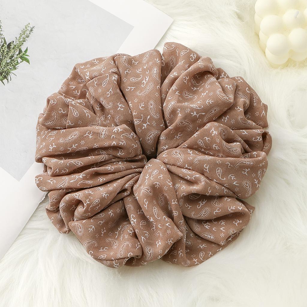 Fashion Muslim Printed Scrunchy Large Premium Oversize Hair Band Malaysia Chiffon Big Size Muslim Hijab Scrunchies