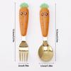 Set di Forchetta e Cucchiaio in Acciaio Inossidabile con Manico a Forma di Carota per Bambini