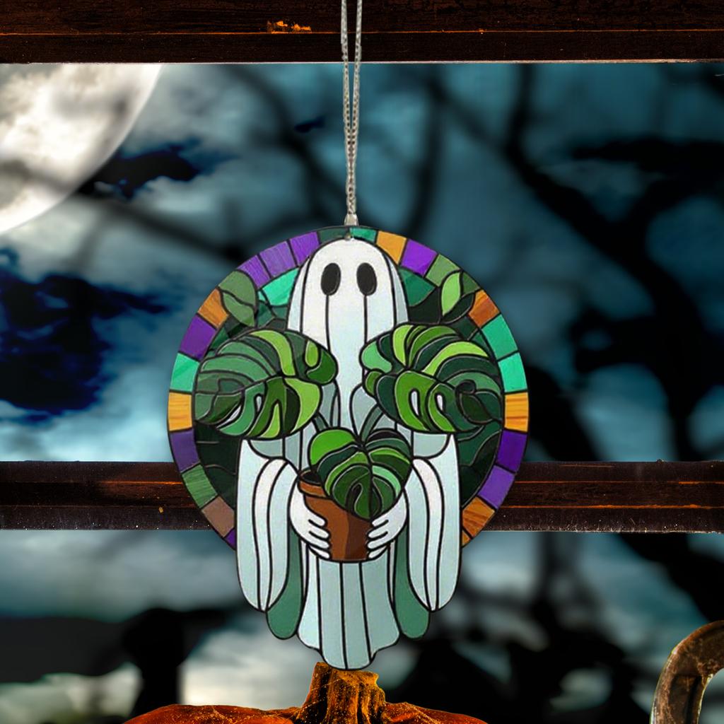 Gotický Duch Lapač Slunce Akrylová Závěsná Ozdoba na Okno Barevný Projektor Stínů Halloweenská Dekorace Strašidelného Domu Rekvizita Ideální Dárek