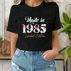 40th Birthday Gift for Women Born In 1985, Women's Vintage Style Fashion Shirt, Spring Summer Short-sleeved Cotton T-shirt