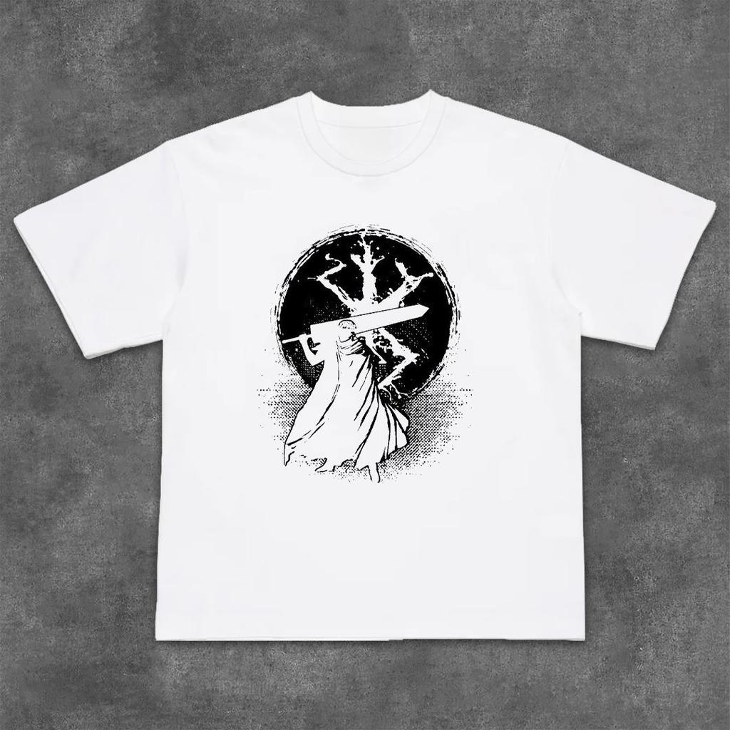 2025 Autumn Heavyweight New Dark Style Printed T-shirt for Men Women High-quality Pure Cotton Round Neck  Fashionable T-shirts