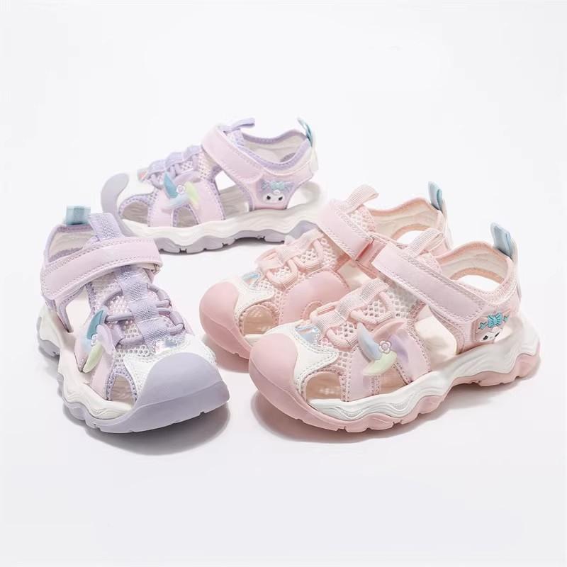 Girls Open Toe Sandals With Adjustable Strap PU Mesh Beach Shoes Kids 4-16 Years
