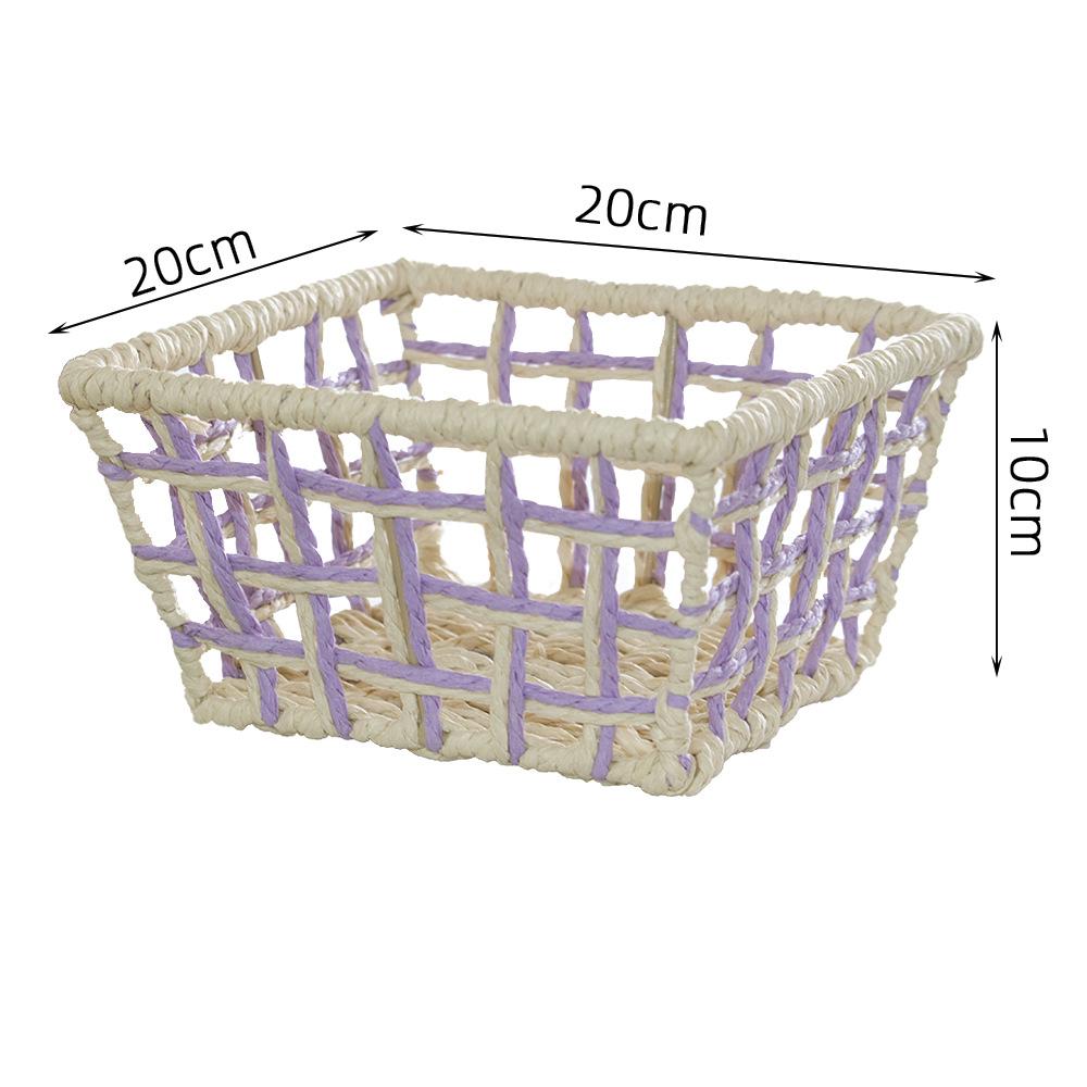 Handwoven Paper Rope Storage Basket, Multi-Purpose Snack & Cosmetic Organizer, Decorative Wire Frame Bin for Home Office