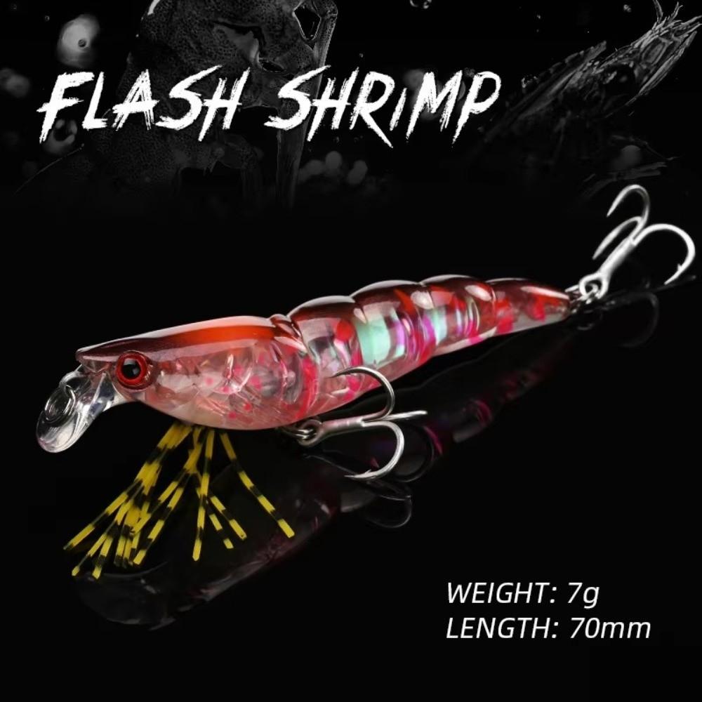 70mm Length 3D Flash Shrimp Longcast Design Shallow Minnow Slow Sinking Wobbler  Predator Fishing