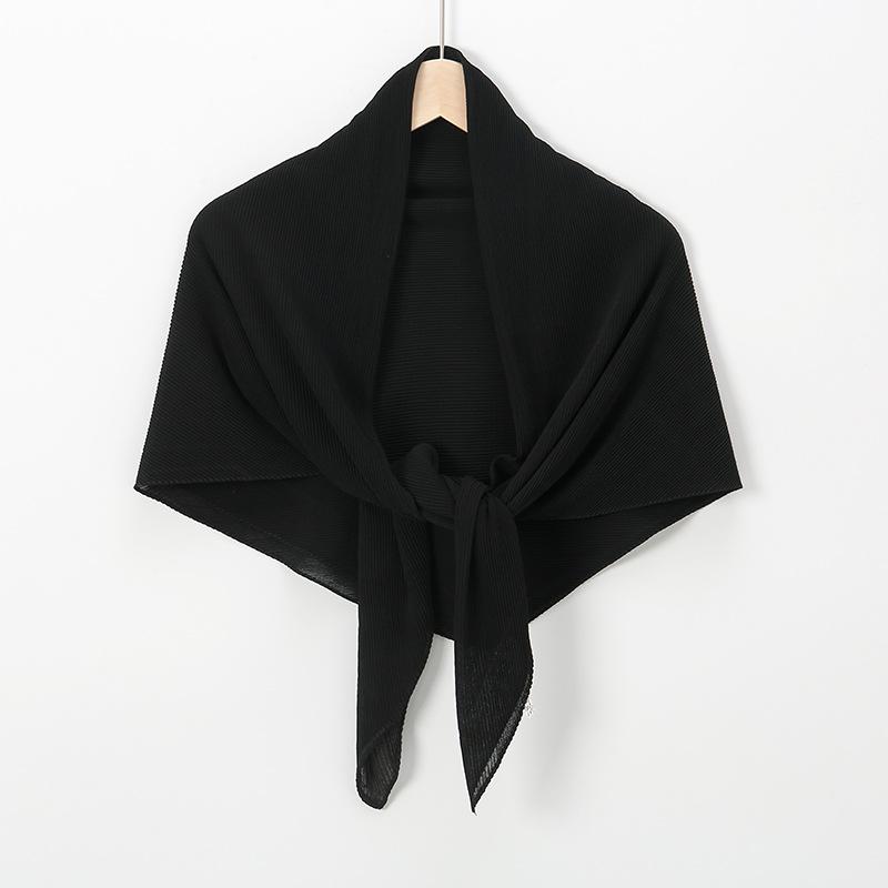 New hot-selling chiffon crumpled square scarf, solid color fashionable pleated shawl bag head multi-purpose yarn scarf