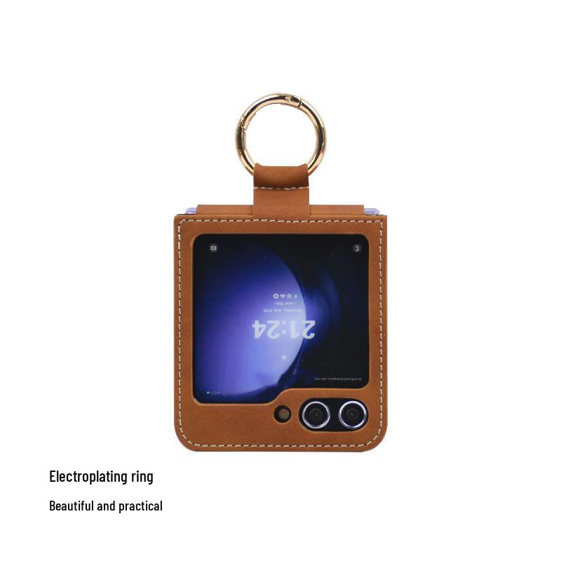 Samsung Z Flip 6 Fold & Ring Case: Skin-Feel Protective Cover with Screen Bracket for Cross-Border Use