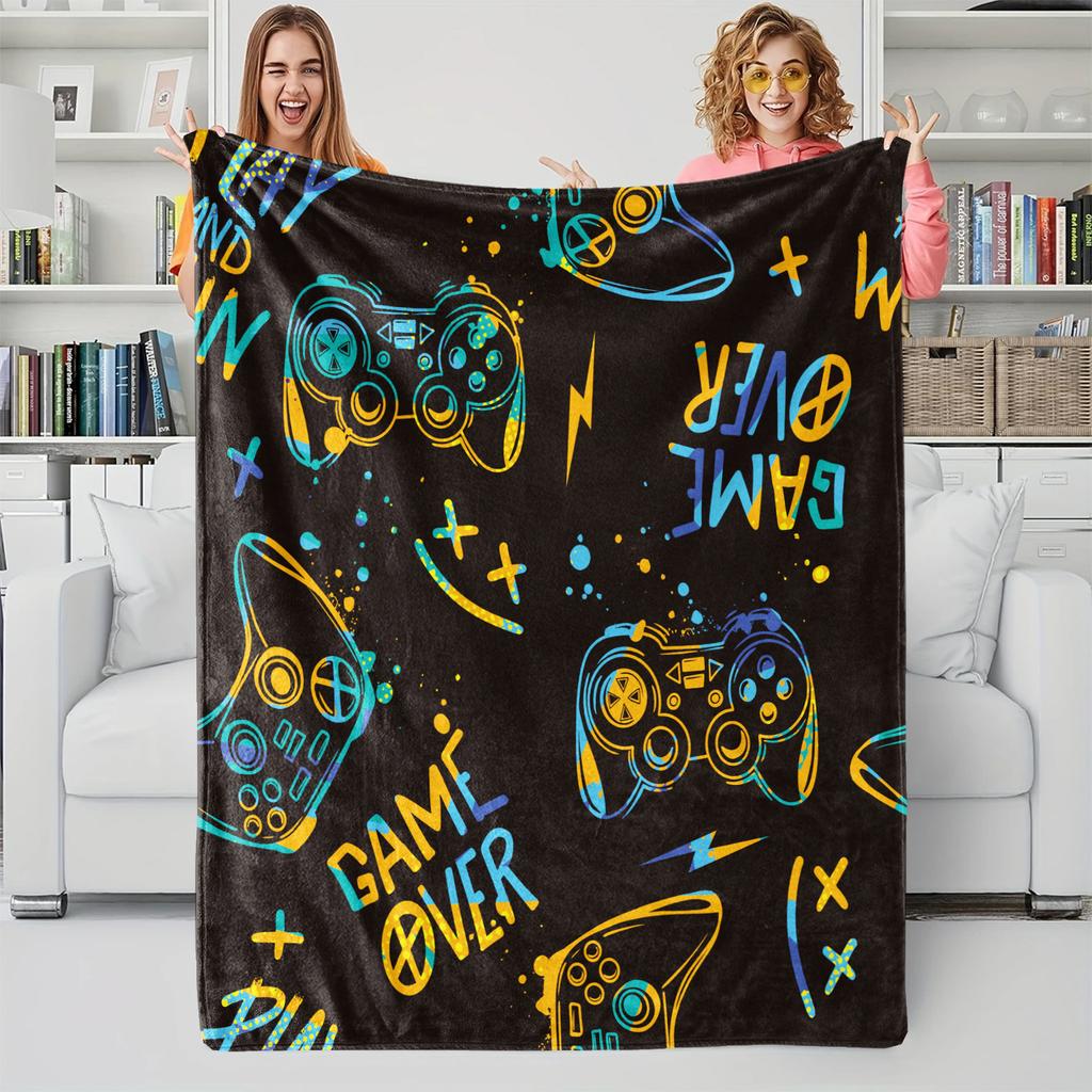 Gamepad-Bedruckte Kuscheldecke Weiche und Gemütliche Plüsch-Überdecke Bettdecke Nickerchen-Decke Perfektes Geschenk für Videospiel-Liebhaber