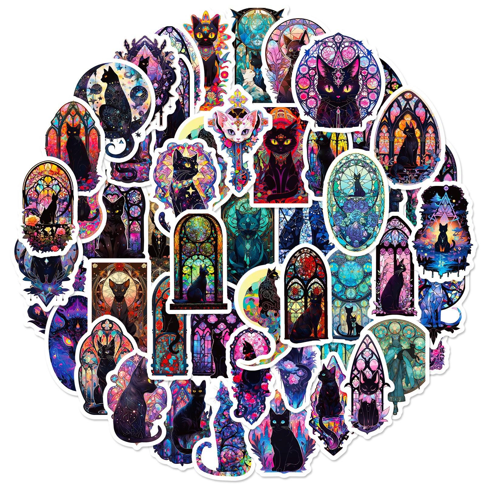 

50 Новых Готических Стиль Черный Кот Сюань Кот Новые Персонализированные DIY Декоративные Наклейки