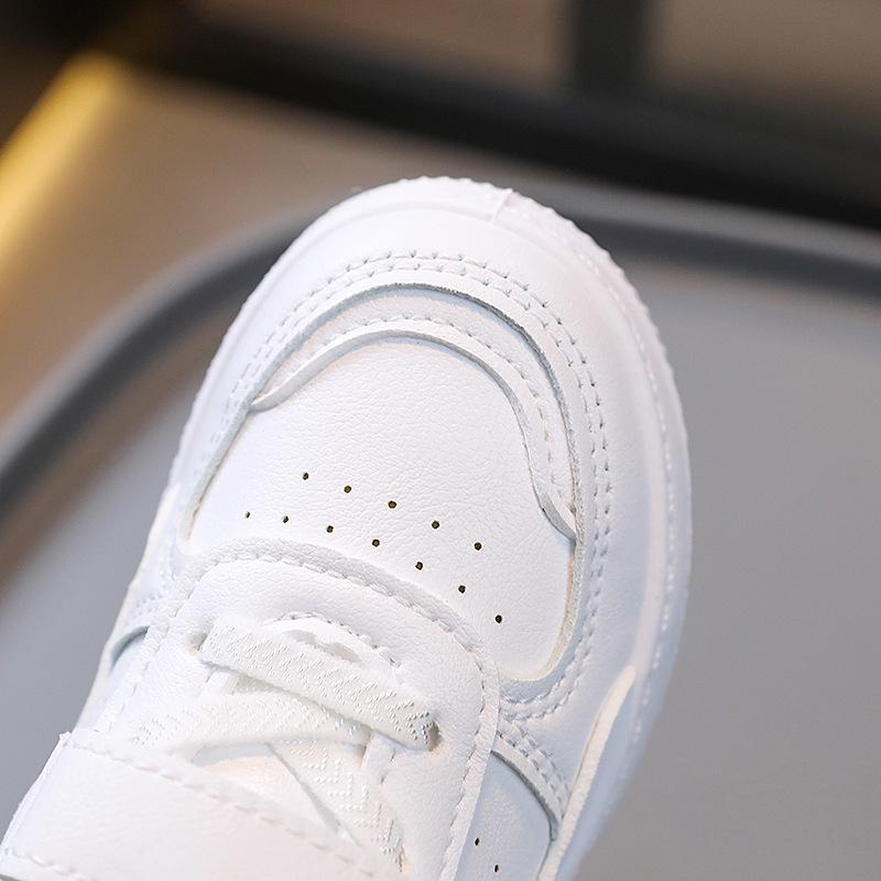 Leichte Klett-Sneaker für Kinder: College-Stil für Frühling/Herbst - Unisex Weiße Schuhe für Jungen & Mädchen