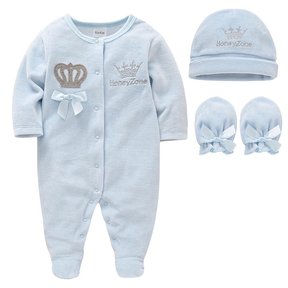 Newborn Baby Boys Long Sleeve 3-Piece Set for Autumn/Winter, 0-1 Year Bodysuit