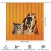 Artistic Pet Shower Curtain Dog Cat Print Bath Decor for Home Bathroom Orange Paw Pattern Waterproof Fabric Size 72x84 Inches (1