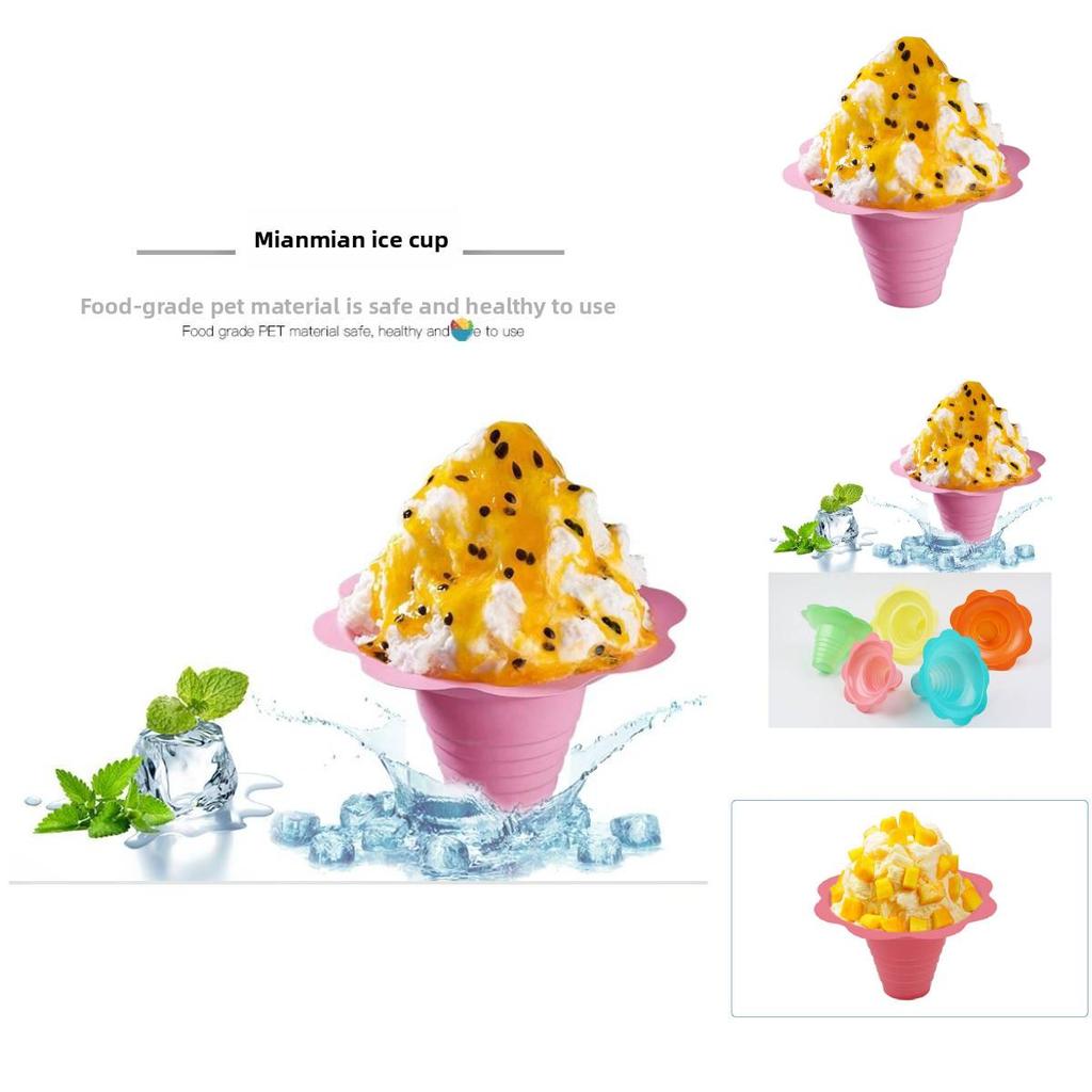 Disposable Snowflake Ice Cups For Dessert Shops 4oz 8oz Pet Material Creative Design