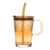MOM Heat-Resistant Glass Cups with Lid & Straw (Set of 2)