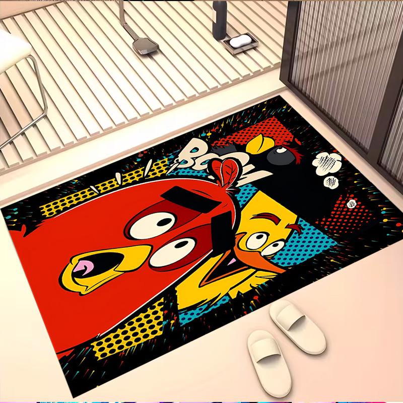 Angry Birds Print Rug, Washable Floor Carpet, For Entryway Dorm Laundry Room Office Study, Home Decor Birthday Christmas Gift