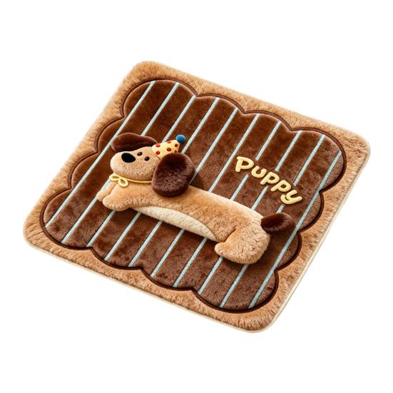 Cute Puppy Pattern Pad Plush Animal Chair Pad, Square Cozy Seat Cushion, Cat Pattern, 15.8 Comfortable Office Cushion x Inch with Non-Slip Backing for