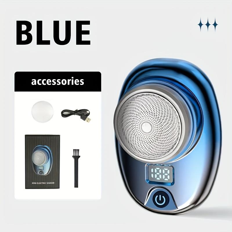 

Мини-электробритва, портативная электробритва со светодиодным дисплеем, набор для ухода за влажной и сухой бородой, перезаряжаемая через USB синий