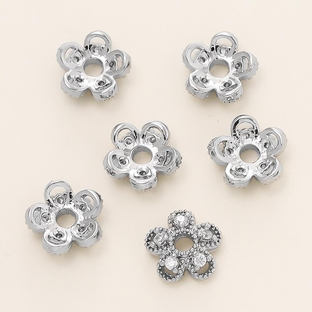5/10Pcs/Lot 14K/18K Gold Color Plated Brass Hollow Flower Beads Caps Spacer Beads for DIY Jewelry Findings Making Supplies
