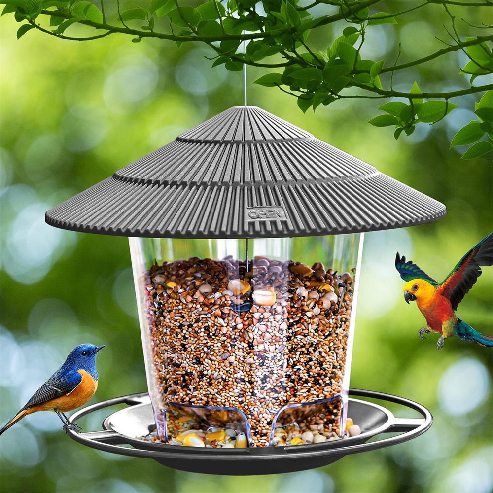 Bird Feeders Outdoors Hanging Squirrel Proof Easy Clean and Fill Adjustable Feeder Multiple Hole Dispenser Holder Food Container