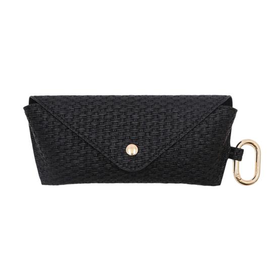 

Плетений ротанговий футляр для окулярів Портативна сумка для окулярів М який захист для сонцезахисних окулярів у подорож Маленькі предмети Зберігання прикрас чорний