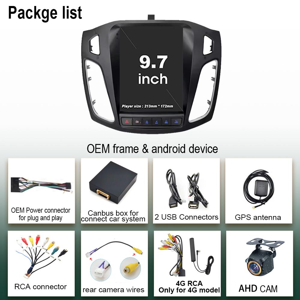 9.7 Inch 8 Core 2 Din Android 14 Car Radio For Ford Focus 3 Mk 3 2011 2012 - 2019 Multimedia Video Playe Carplay Auto Stereo DVD