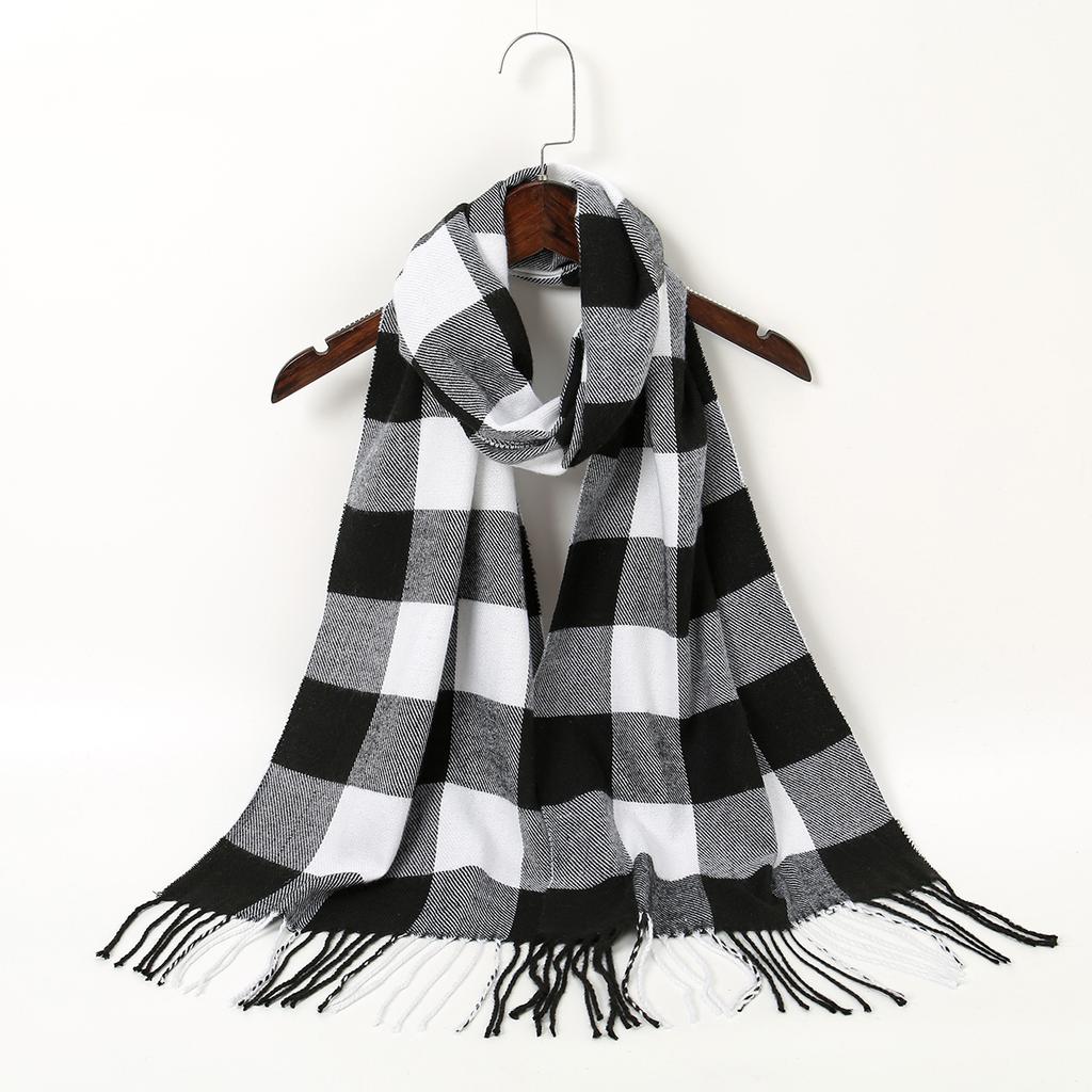 Luxury Brand Women Cashmere Scarves Lady Winter Warm Soft Pashmina Shawls Wraps Female Plaid Knitted Long Scarf For Women