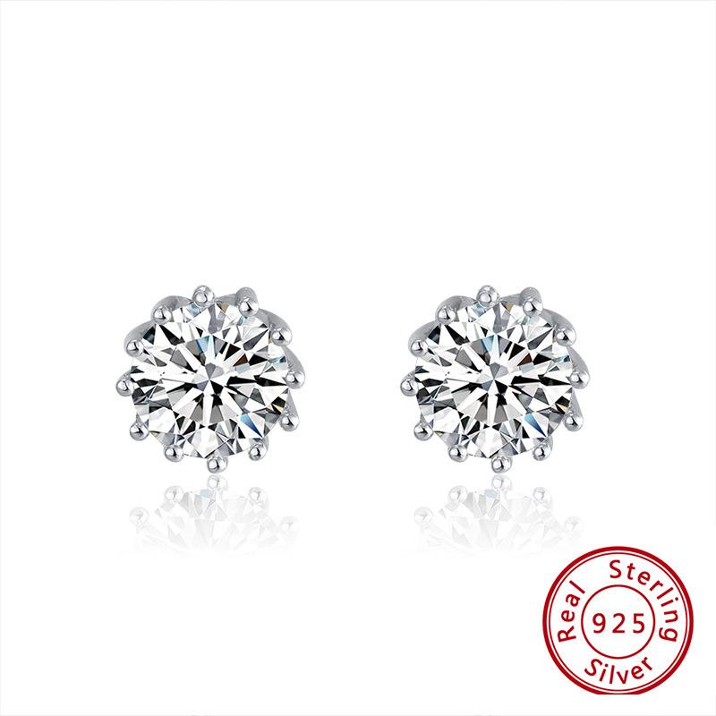 Jewelry S925 Sterling Silver Earrings Earrings Multi-diamond Lady Zircon Round