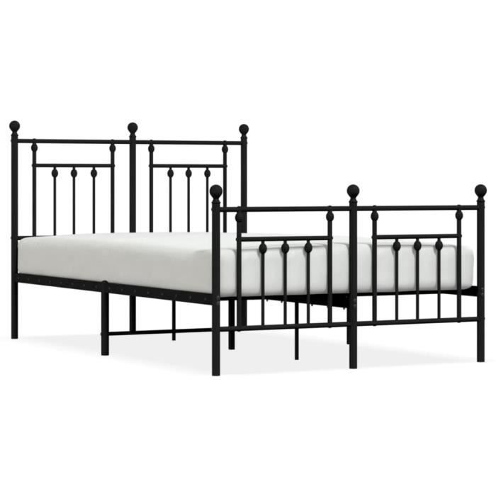 VidaXL Cadre de lit métal avec tête de lit-pied de lit noir 120x200 cm 353553