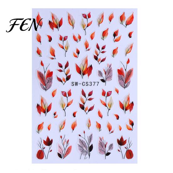 Waterproof Nail Decorations Autumn Leaf Art Stickers, Fall Maple Leaves Theme Accessories Manicure Decals, Self-Adhesive Stickers for Women and Girls