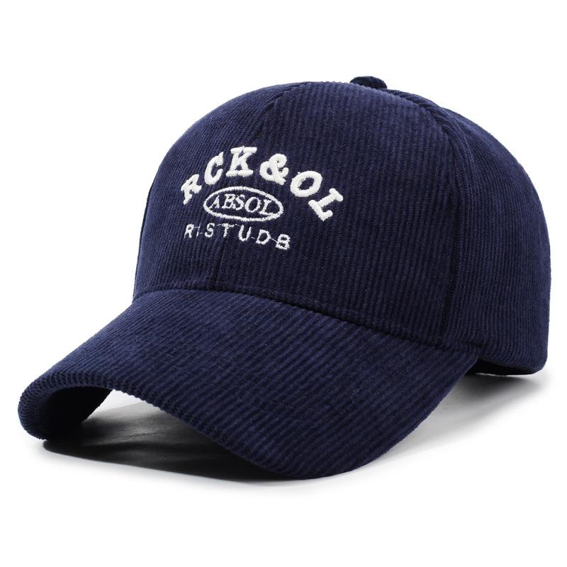 Autumn Winter Women Corduroy Solid Color Baseball Cap Men Outdoor Letter Embroidery Warm Cap