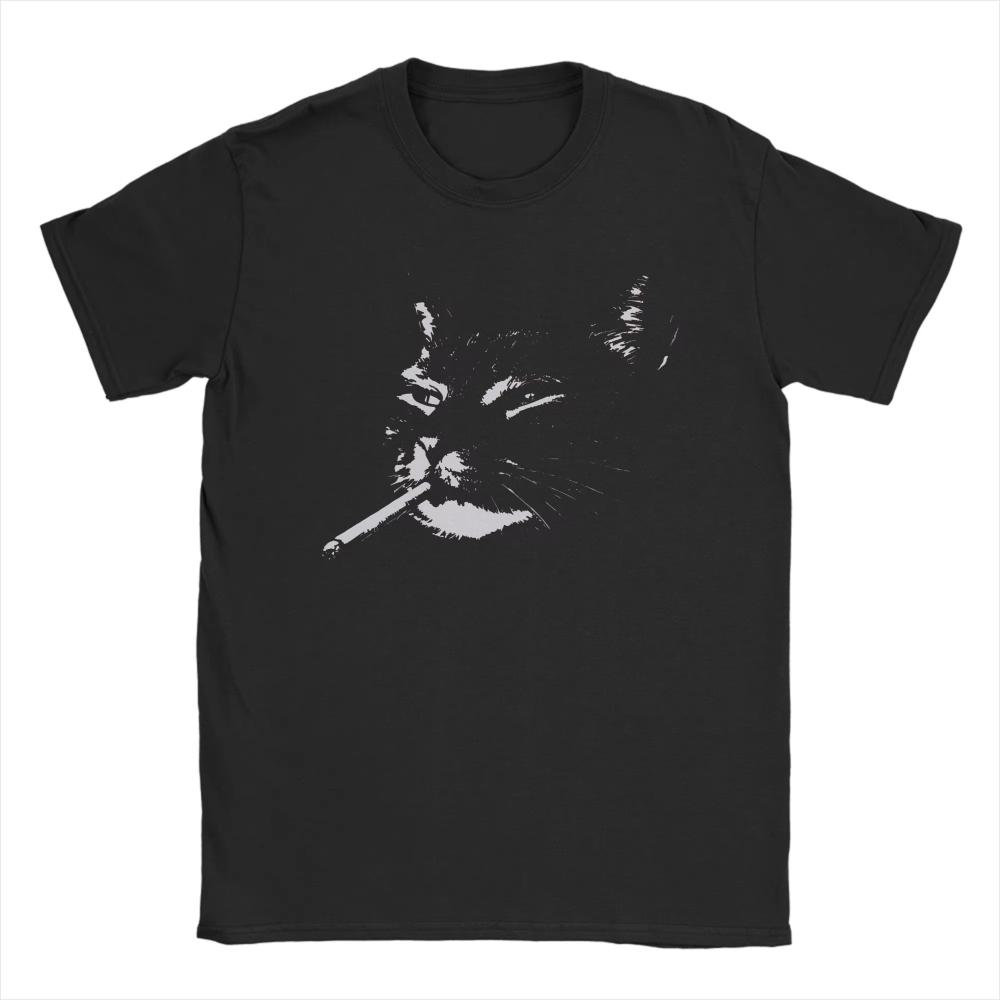 

Novelty Smoking Cat Printed TShirt for Unisex Women Crew Neck Cotton T Shirts Unisex Fashion Short Sleeve Tees Gift Idea Tops Summer 3XL