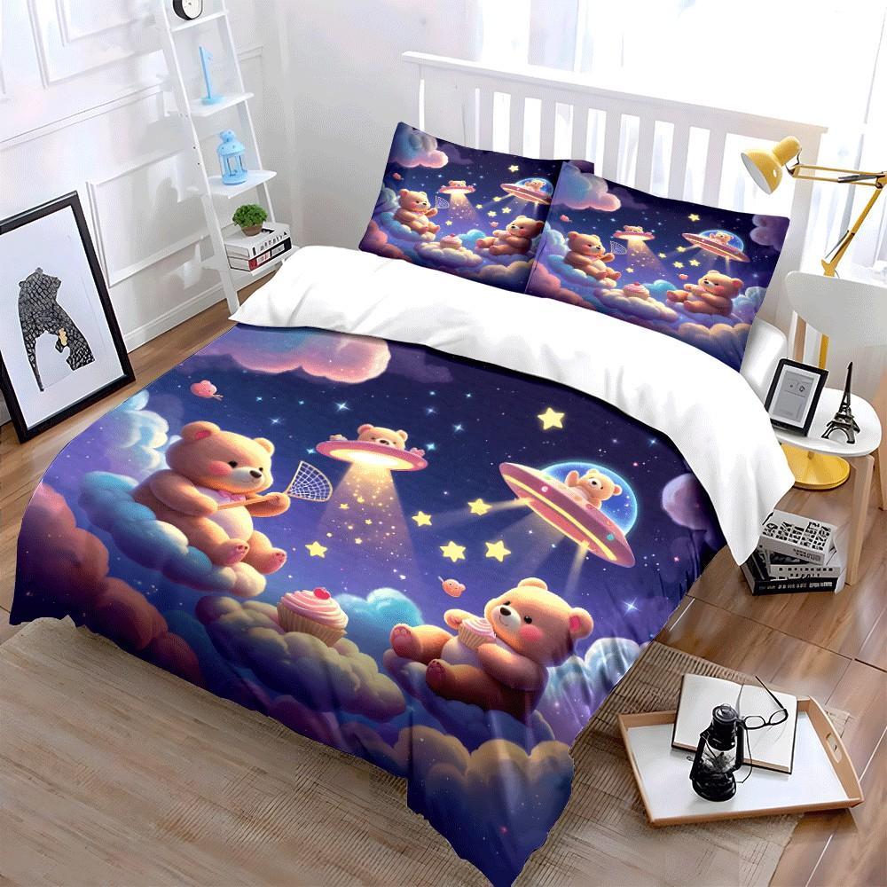 Teddy Bear Dreamland Gift Set Exquisite Three-Piece Bedding Set Gift For Kids And Adults