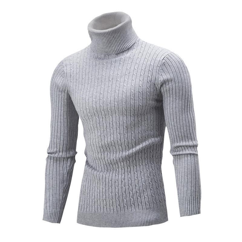 Autumn Winter Men's High Neck Sweater Solid Color Pullover Knitted Warm Casual Turtleneck Sweatwear Woolen Mens Winter Outdoor Tops