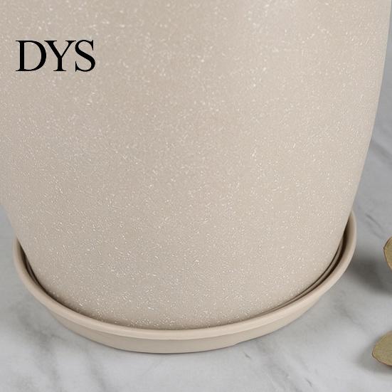 Durable Resin Planters for Garden Modern Plant Pot with Saucer, Gray Flower Portable Containers Patio Drainage Holes, Stone-Look Planter Indoor