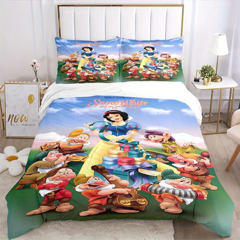 3pcs Snow White and the Dwarfs At the Carnival Printed Bedding Set, Soft and Comfortable Quilt Cover for Bedroom, Guest Room S089