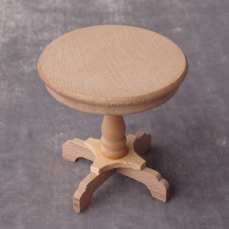 1:12 Dollhouse Mini Furniture: Pure White and Rosewood Round Coffee Table