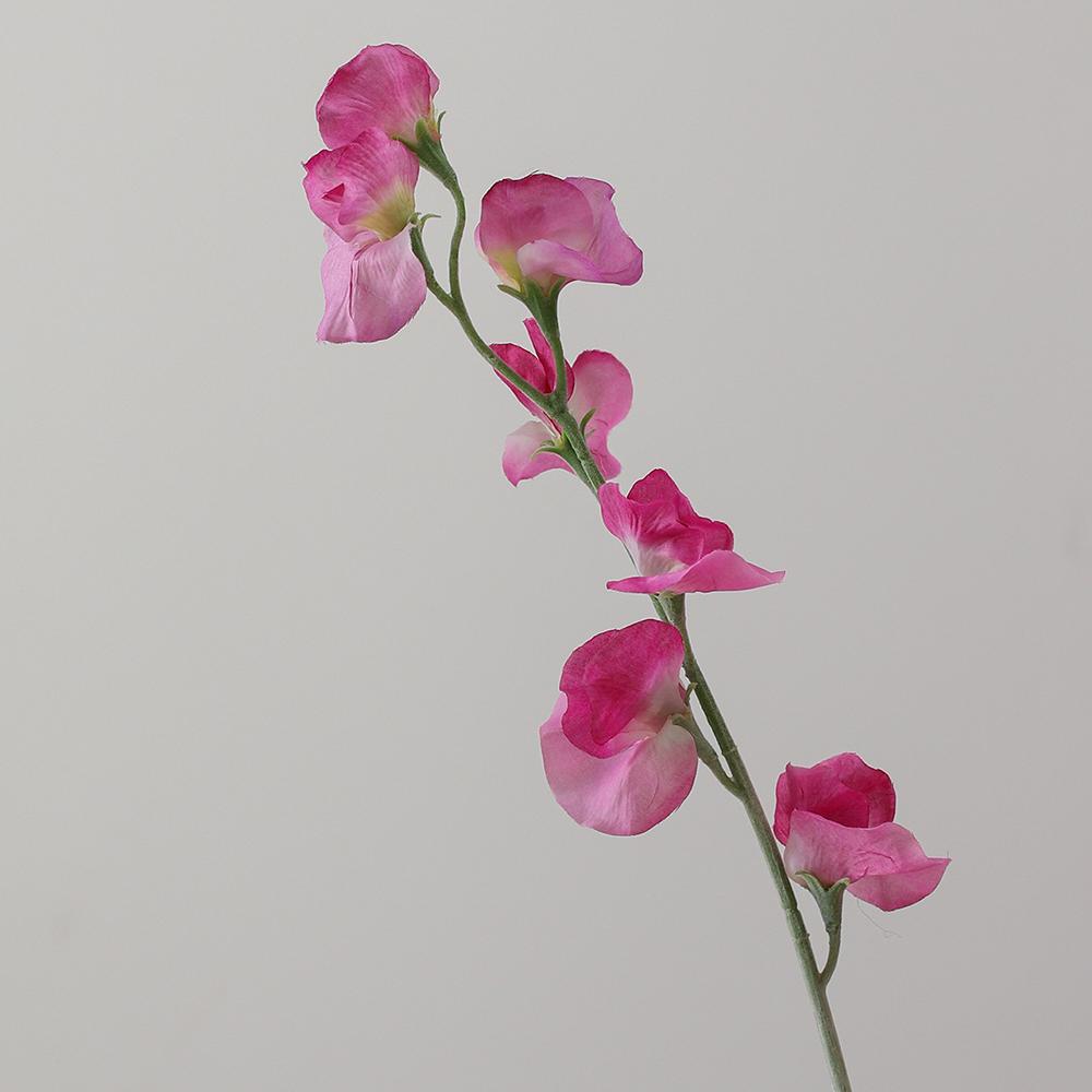 Artificial Sweet Pea Flower Branch Lifelike Fake Flowers Flocked Stem Fabric for DIY Home Bouquet Supplies Wedding Decoration