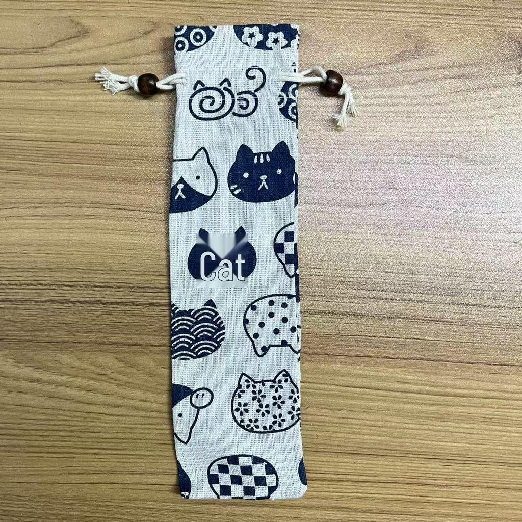 Portable Travel Cutlery Bag - Drawstring Cloth Sleeve for Chopsticks, Knife, Fork & Spoon