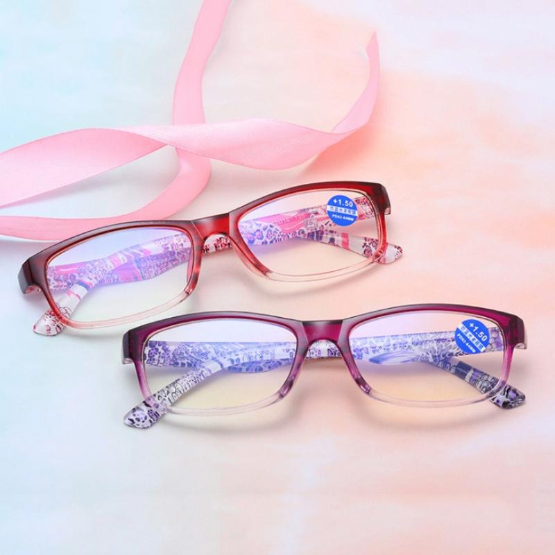 Women'S New Fashion High-Definition Reading Glasses Ultra-Light Square Frame Classic Anti-Blue Light Presbyopia Glasses +3.5+4.0