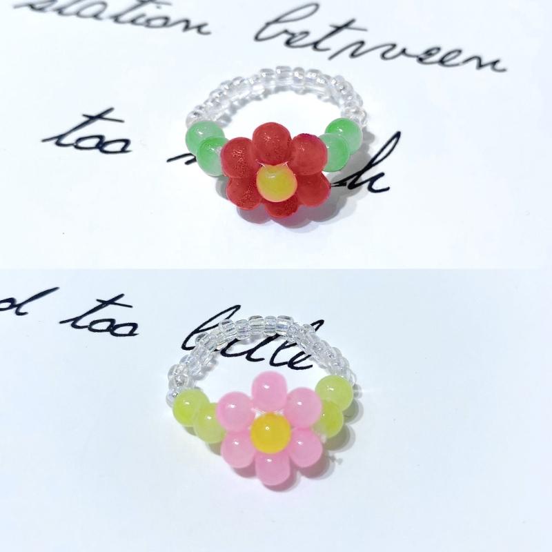 Boho Flexible Finger Jewelry Women Teens Girls Boys Lovely Sunflower Y2K-girls Vintage Summer Braid String Rings