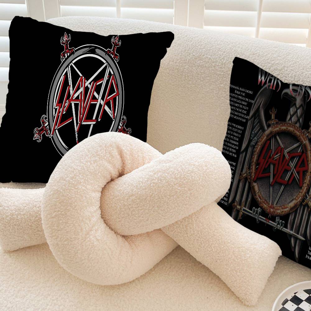 Rock S-Slayer Heavy Metal Band Pillow Covers Cartoon Sofa Decorative Home Double-sided Printing Short Plush Cute Cushion Cover