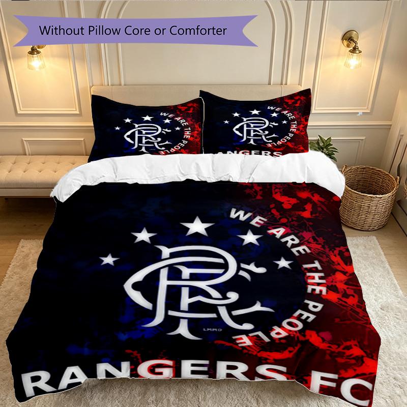[3pcs Romantic Bedding Set] Rangers FC Print Duvet Cover, Soft Breathable Bedding Set For Bedroom Guest Room School Dorm Decor